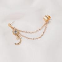 Brinco de liga de zinco, banhado, joias de moda & para mulher & com strass, dourado, níquel, chumbo e cádmio livre, 1x8.8cm, vendido por PC