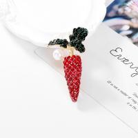 Zinc Alloy Brooches with Plastic Pearl Carrot plated fashion jewelry & for woman & with rhinestone nickel lead & cadmium free Sold By PC
