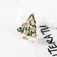 سبائك الزنك دبابيس, مع مينا, شجرة الميلاد, تصميم عيد الميلاد & مجوهرات الموضة & للمرأة & مع حجر الراين, النيكل والرصاص والكادميوم الحرة, 40x51mm, تباع بواسطة PC