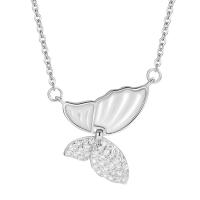 Cubic Zircon Micro Pave 925 Sterling Silver Necklace, with White Shell, with 5CM extender chain, Butterfly, plated, micro pave cubic zirconia & for woman, more colors for choice, Length:Approx 40 cm, Sold By PC