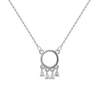 Cubic Zircon Micro Pave 925 Sterling Silver Necklace, Dream Catcher, plated, micro pave cubic zirconia & for woman, silver color, 40-45CM, Sold By PC