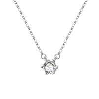Cubic Zircon Micro Pave 925 Sterling Silver Necklace, plated, micro pave cubic zirconia & for woman, platinum color, 40-45CM, Sold By PC