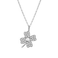 925 Sterling Silver Jewelry Sets Four Leaf Clover plated & micro pave cubic zirconia & for woman platinum color Sold By PC