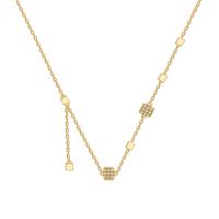 Cubic Zircon Micro Pave 925 Sterling Silver Necklace, plated, micro pave cubic zirconia & for woman, gold, 40-45CM, Sold By PC
