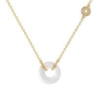 Cubic Zircon Micro Pave 925 Sterling Silver Necklace with White Chalcedony plated micro pave cubic zirconia & for woman 40-45CM Sold By PC