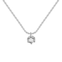 Cubic Zircon Micro Pave 925 Sterling Silver Necklace plated micro pave cubic zirconia & for woman platinum color 45-50CM Sold By PC