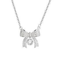 Cubic Zircon Micro Pave 925 Sterling Silver Necklace, with 5CM extender chain, Butterfly, plated, micro pave cubic zirconia & for woman, more colors for choice, Length:Approx 40 cm, Sold By PC