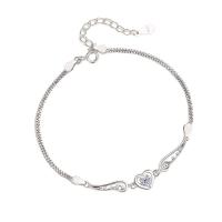 925 Sterling Silver Bangle Bracelet Heart plated micro pave cubic zirconia & for woman Length Approx 20 cm Sold By PC