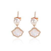 925 Sterling Silver Stud Earrings with Shell & Plastic Pearl plated for woman Sold By Pair
