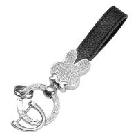 Tibetan Style Key Clasp, Cowhide, with Tibetan Style, Rabbit, Unisex & with rhinestone, more colors for choice, Sold By PC