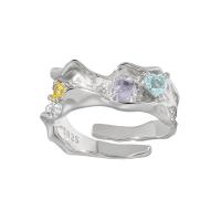 Mikro cubic cirkónium Pave Sterling ezüst gyűrű, 925 Ezüst, galvanizált, mikro egyengetni cirkónia & a nő, platina színű, Méret:14, Által értékesített PC