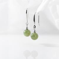 Brass Drop Earring, with Jasper Stone, fashion jewelry & for woman, nickel, lead & cadmium free, 27x8mm, Sold By Pair