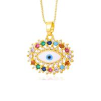 Evil Eye Jewelry Necklace Brass with 5cm extender chain fashion jewelry & micro pave cubic zirconia & for woman nickel lead & cadmium free Length Approx 43 cm Sold By PC