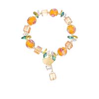 Crystal Bracelet, with Lampwork & Brass, gold color plated, fashion jewelry & for woman, Length:Approx 6.7 Inch, Sold By PC
