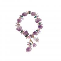 Amethyst Bracelet with Crystal & Brass gold color plated fashion jewelry & for woman Length Approx 6.7 Inch Sold By PC