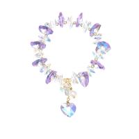 Crystal Bracelet, with Freshwater Pearl, Heart, fashion jewelry & for woman, Length:Approx 6.7 Inch, Sold By PC