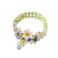 Crystal Bracelet with Acetate & Zinc Alloy Flower 14K gold plated fashion jewelry & for woman Length Approx 6.7 Inch Sold By PC
