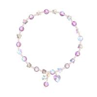 Pedra brilhante pulseira, with cristal & cobre, Camada Dupla & joias de moda & para mulher, roxo, comprimento Aprox 14.2 inchaltura, vendido por PC
