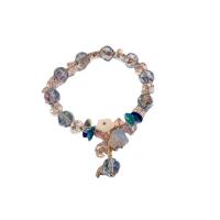 Crystal Bracelet with Lampwork & Zinc Alloy Flower fashion jewelry & for woman Length Approx 6.7 Inch Sold By PC