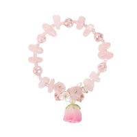 Crystal Bracelet, with Plastic & Brass, Flower, gold color plated, Korean style & for woman, Length:Approx 6.7 Inch, Sold By PC