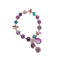 Amethyst Bracelet, with Crystal & Brass, Korean style & for woman, Length:Approx 6.7 Inch, Sold By PC