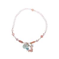 Plastic Pearl Bracelet with Sunstone & Crystal & Zinc Alloy 14K gold plated Double Layer & Korean style & for woman Length Approx 14.2 Inch Sold By PC