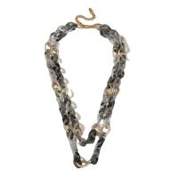 Acetat-Blatt Halskette, mit Aluminium-Kette, mit Verlängerungskettchen von 2.76inch, goldfarben plattiert, Doppelschicht & Modeschmuck & für Frau, Länge ca. 41 ZollInch, verkauft von PC
