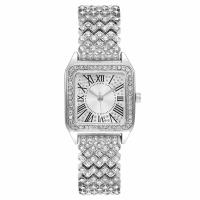 Women Wrist Watch 304 Stainless Steel with Glass waterproofless & Chinese movement & for woman & with rhinestone Sold By PC