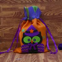 Tecido Napped Saco de cordão, Design de Halloween & Vario tipos a sua escolha, Mais cores pare escolha, 260x170mm, vendido por PC