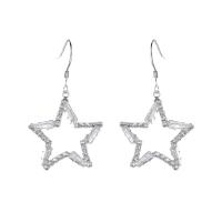 Cubic Zirconia Micro Pave Brass Earring Star plated fashion jewelry & micro pave cubic zirconia & for woman nickel lead & cadmium free Sold By Pair