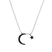 Stainless Steel Jewelry Necklace 304 Stainless Steel with 5cm extender chain Moon and Star fashion jewelry & micro pave cubic zirconia & for woman original color Length Approx 45.5 cm Sold By PC