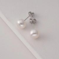 Freshwater Pearl Earrings Round silver color plated fashion jewelry & for woman Sold By Pair