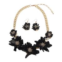Resin Jewelry Sets earring & necklace with Zinc Alloy with 7cm extender chain Flower gold color plated 2 pieces & fashion jewelry & for woman 50mm Length Approx 43 cm Sold By Set