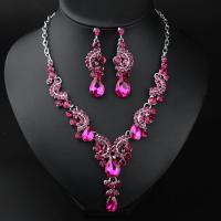 Crystal Jewelry Sets, earring & necklace, with Tibetan Style, with 7cm extender chain, plated, 2 pieces & fashion jewelry & for woman, more colors for choice, 60mm, Length:Approx 45 cm, Sold By Set