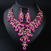 Crystal Jewelry Sets earring & necklace with Zinc Alloy with 7cm extender chain plated 2 pieces & fashion jewelry & for woman 60mm 110mm Length Approx 49 cm Sold By Set