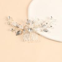 Decorative Hair Combs Brass with Plastic Pearl & Zinc Alloy handmade fashion jewelry & for woman & with rhinestone white nickel lead & cadmium free Sold By PC