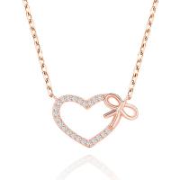 Zinc Alloy Jewelry Necklace with 5cm extender chain Heart plated fashion jewelry & for woman & with rhinestone & hollow Length Approx 45 cm Sold By PC