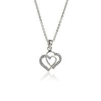 Zinc Alloy Jewelry Necklace with 5cm extender chain Heart plated fashion jewelry & for woman & with rhinestone Length Approx 45 cm Sold By PC