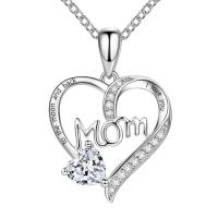 Stainless Steel Jewelry Necklace 304 Stainless Steel Chain with zinc alloy pendant with 5cm extender chain Heart silver color plated fashion jewelry & for woman & with rhinestone Length Approx 45 cm Sold By PC
