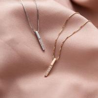 Zinc Alloy smykker halskæde, med 5cm extender kæde, Stick, forgyldt, mode smykker & for kvinde & med rhinestone, flere farver til valg, 2x1.50x4mm, Længde Ca. 45 cm, Solgt af PC
