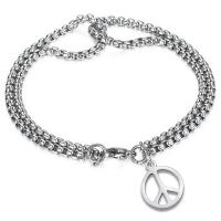 Stainless Steel Jewelry Bracelet 304 Stainless Steel Peace Logo polished Double Layer & fashion jewelry & Unisex original color Length Approx 22 cm Sold By PC