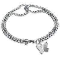 Stainless Steel Jewelry Bracelet, 304 Stainless Steel, Butterfly, polished, Double Layer & fashion jewelry & Unisex, original color, Length:Approx 22 cm, Sold By PC