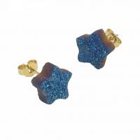 Brass Stud Earring, with Agate, Star, gold color plated, fashion jewelry & for woman, more colors for choice, nickel, lead & cadmium free, 10x10mm, Sold By Pair