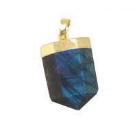 Brass Jewelry Pendants with Labradorite gold color plated DIY nickel lead & cadmium free Sold By PC