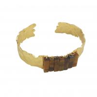 Messing Armbanden, met Natuursteen, gold plated, mode sieraden & uniseks, meer kleuren voor de keuze, nikkel, lood en cadmium vrij, 14x29-33mm, Binnendiameter:Ca 58mm, Verkocht door PC