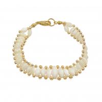 Pulseira de jóias de concha, concha branca, with cobre, cromado de cor dourada, joias de moda & para mulher, 4x6mm,6x12mm, comprimento Aprox 210 mm, vendido por PC