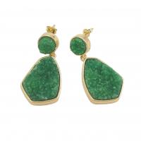 Brass Drop Earring with Gemstone gold color plated fashion jewelry & for woman nickel lead & cadmium free Sold By Pair