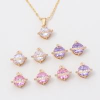 Cubic Zirconia Micro Pave Brass Pendant gold color plated DIY & micro pave cubic zirconia & for woman Sold By PC