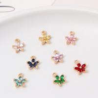 Cubic Zirconia Micro Pave Brass Pendant Flower gold color plated DIY & micro pave cubic zirconia & for woman Sold By PC