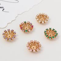Brass Bead Cap, Flower, gold color plated, DIY & micro pave cubic zirconia, more colors for choice, 15x6mm, Sold By PC